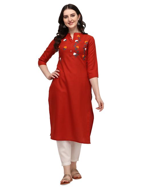 mandarin neck solid straight kurta - 19654162 - Very Small Image - 1