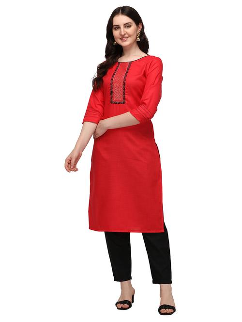 round neck solid straight kurta - 19654165 - Very Small Image - 1