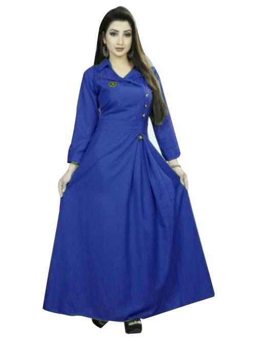 over lap neck solid flared kurta - 19654700 - Very Small Image - 1