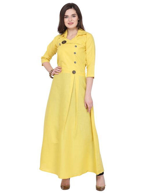 over lap neck solid flared kurta - 19654712 - Very Small Image - 1