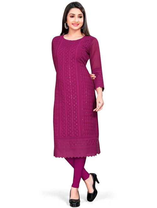 tonal embroidered straight kurta - 19656037 - Very Small Image - 1
