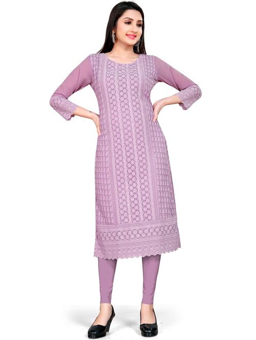tonal embroidered straight kurta - 19656039 - Very Small Image - 1