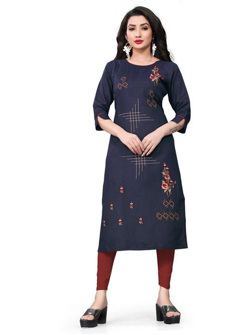 embroidered straight kurta - 19656056 - Very Small Image - 1