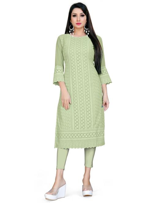tonal embroidered straight kurta - 19656068 - Very Small Image - 1