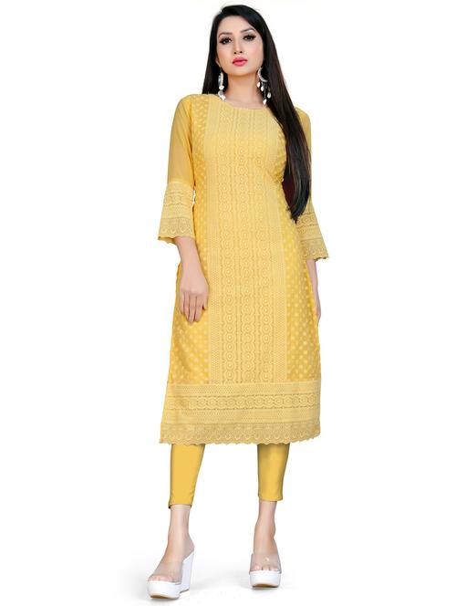 tonal embroidered straight kurta - 19656118 - Very Small Image - 1