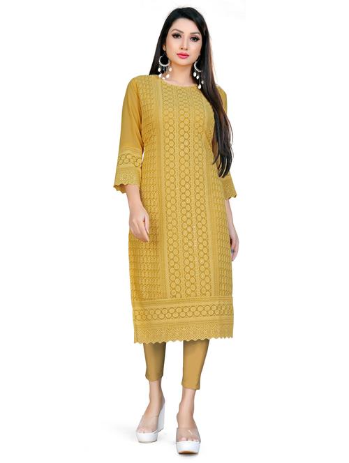 tonal embroidered straight kurta - 19656121 - Very Small Image - 1