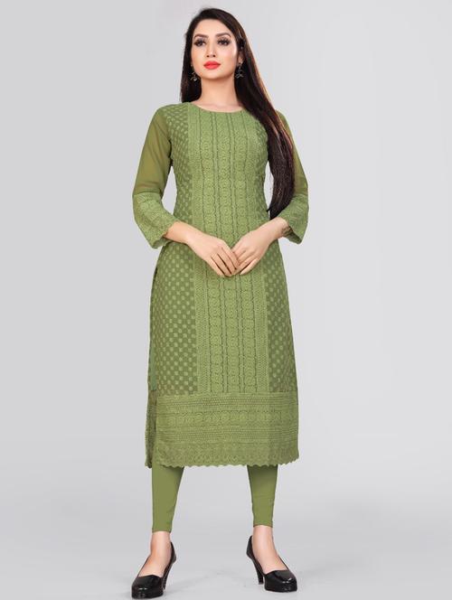 tonal embroidered straight kurta - 19656124 - Very Small Image - 1