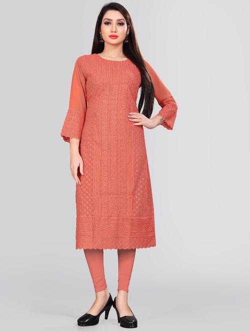 tonal embroidered straight kurta - 19656126 - Very Small Image - 1