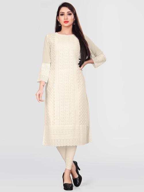tonal embroidered straight kurta - 19656127 - Very Small Image - 1