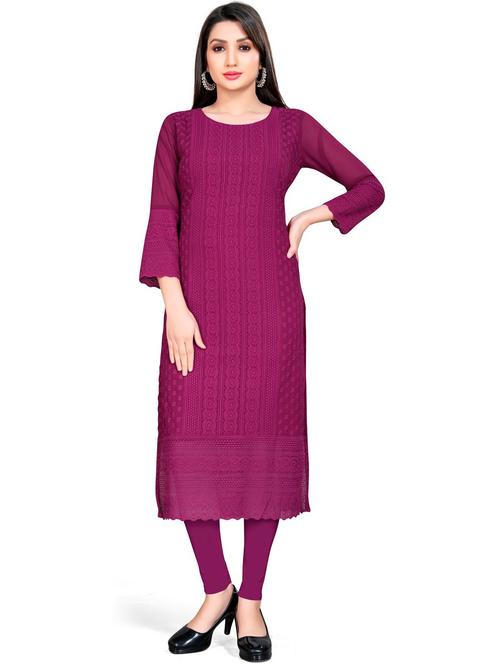 tonal embroidered straight kurta - 19656149 - Very Small Image - 1
