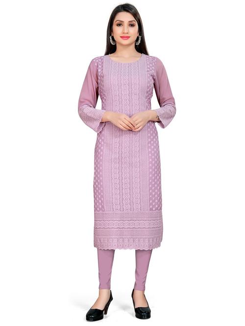 tonal embroidered straight kurta - 19656151 - Very Small Image - 1