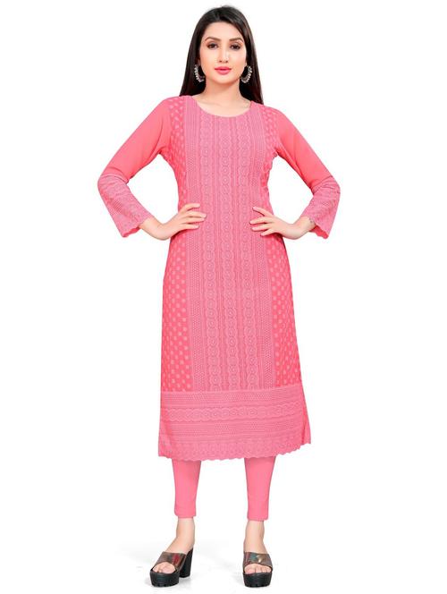 tonal embroidered straight kurta - 19656153 - Very Small Image - 1