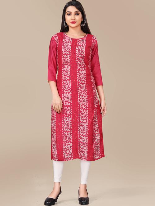 batik print straight kurta - 19656160 - Very Small Image - 1