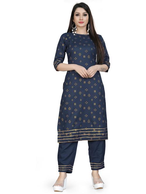 round neck kurta pant set - 19656175 - Very Small Image - 1