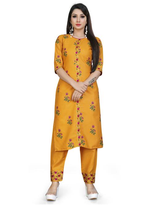 round neck kurta pant set - 19656186 - Very Small Image - 1