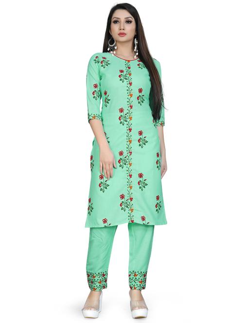 round neck kurta pant set - 19656188 - Very Small Image - 1