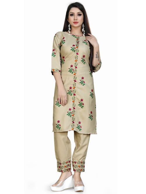 round neck kurta pant set - 19656190 - Very Small Image - 1