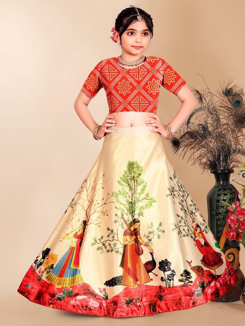 red printed lehenga choli - 19656201 - Very Small Image - 1