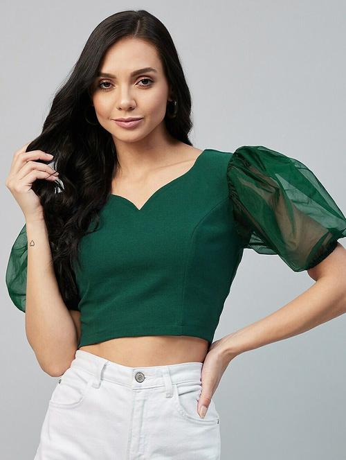 green polyester crop top - 19656265 - Very Small Image - 1