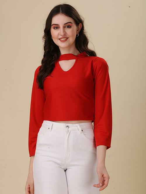 choker neck solid crop top - 19656277 - Very Small Image - 1
