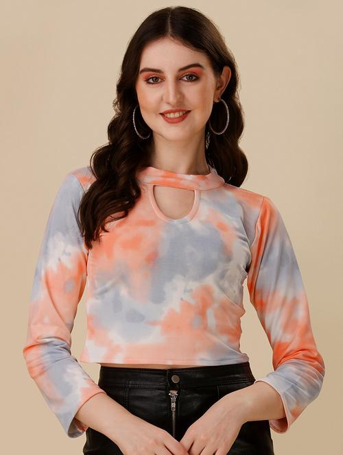 choker neck galaxy print crop top - 19656297 - Very Small Image - 1
