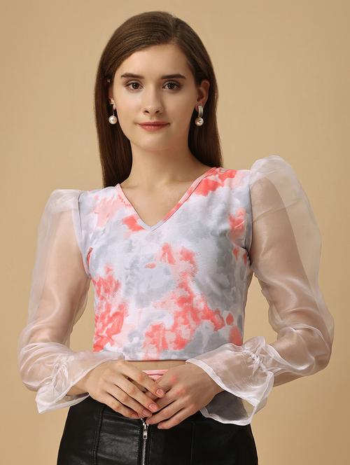 v-neck printed crop top - 19656383 - Very Small Image - 1