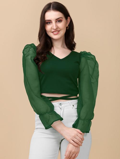 green polyester crop top - 19656442 - Very Small Image - 1