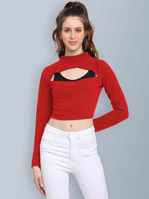 red viscose crop top - 19656445 - Very Small Image - 1