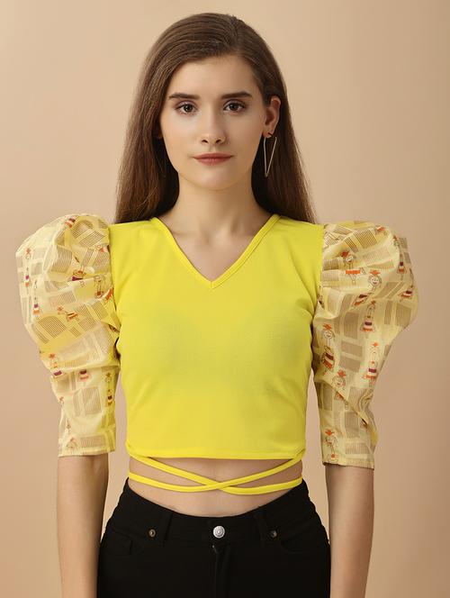 v neck printed crop top - 19656486 - Very Small Image - 1