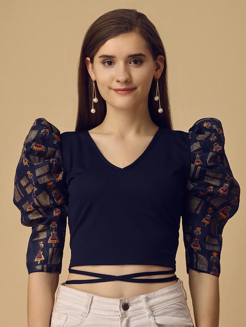 v neck printed crop top - 19656494 - Very Small Image - 1