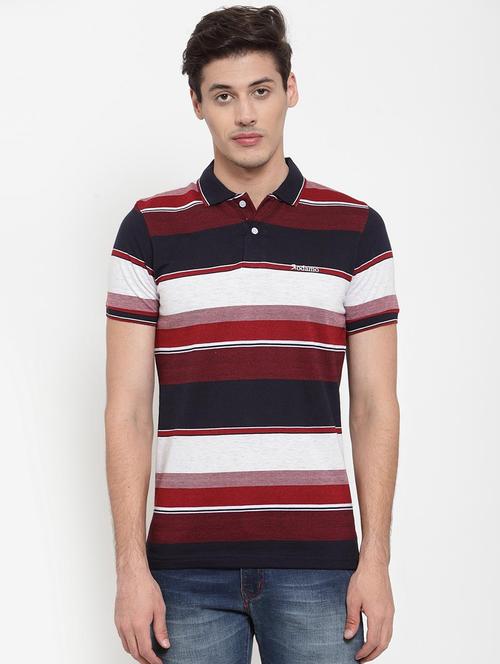 striped cotton polo t-shirt - 19656787 - Very Small Image - 1