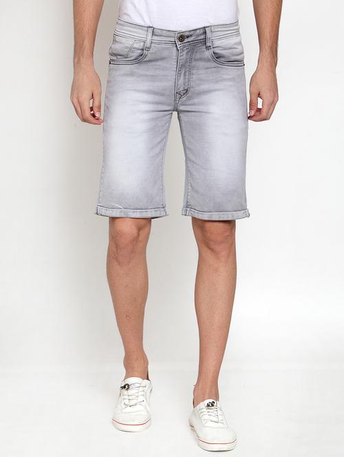 grey denim solid short - 19656961 - Very Small Image - 1