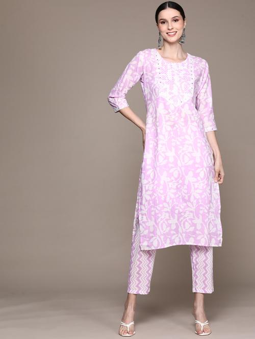 round neck kurta pant set - 19657304 - Very Small Image - 1