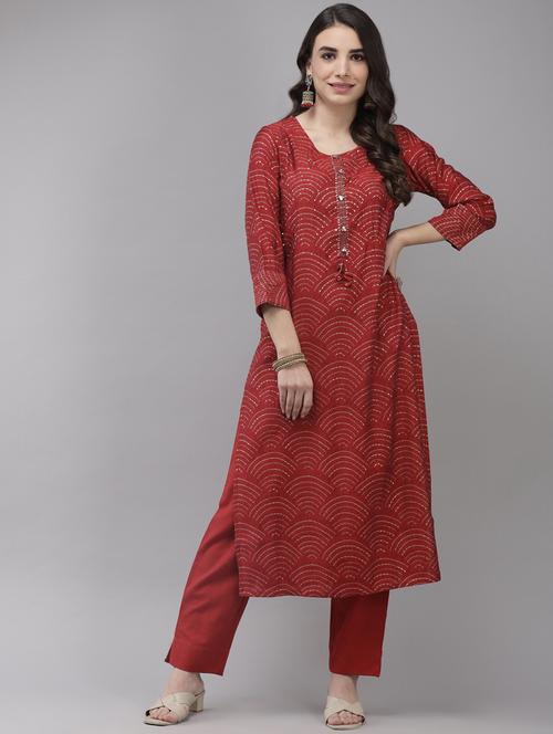 round neck kurta pant set - 19657309 - Very Small Image - 1