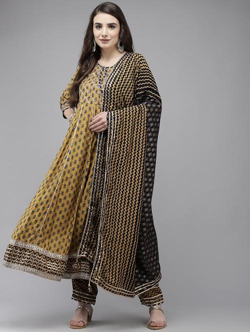 round neck kurta dupatta set - 19657351 - Very Small Image - 1