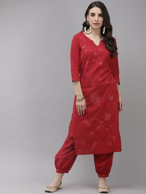 notch neck kurta salwar set - 19657361 - Very Small Image - 1