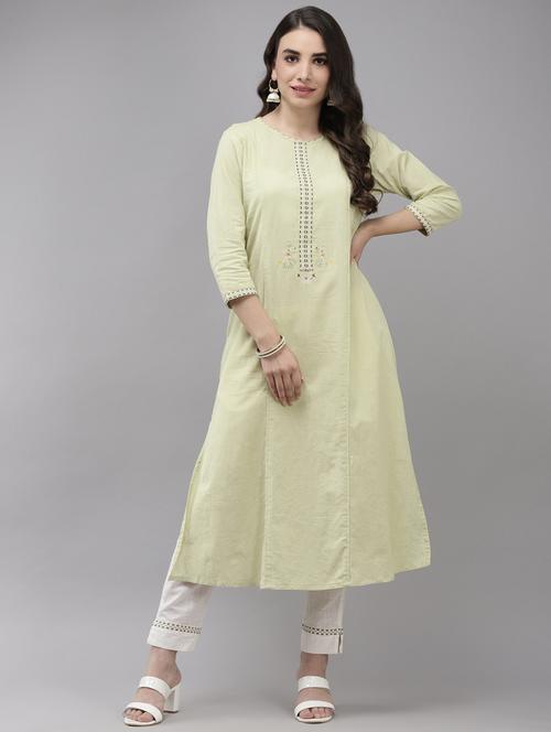 round neck kurta pant set - 19657375 - Very Small Image - 1