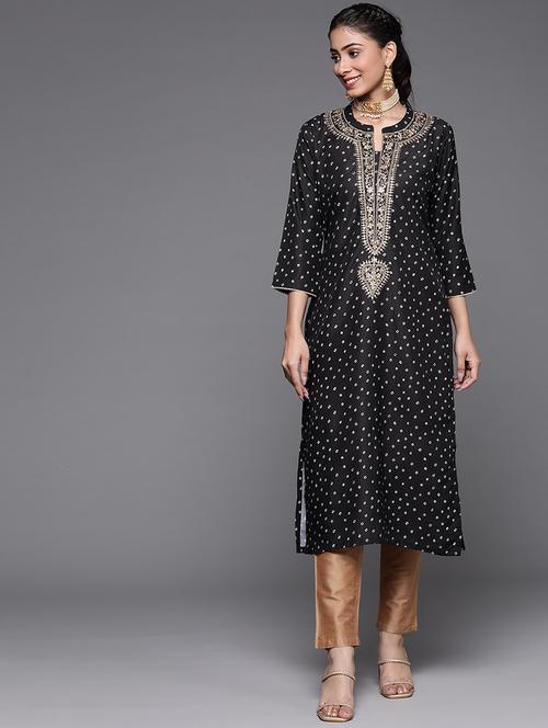 black printed straight kurta - 19657467 - Very Small Image - 1
