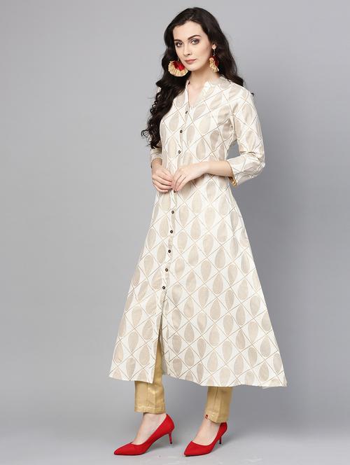 off-white printed a-line kurta - 19657642 - Very Small Image - 1