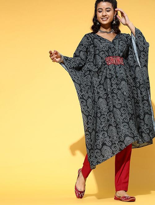 v-neck kaftan kurta - 19657870 - Very Small Image - 1