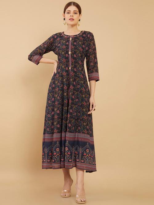 round neck georgette dress - 19658812 - Very Small Image - 1