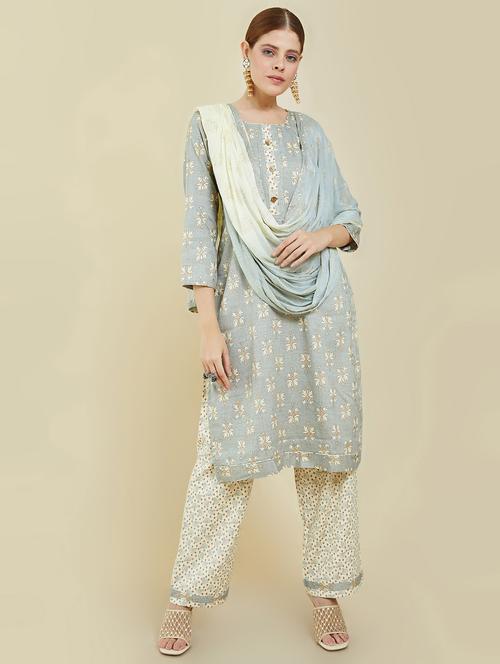 printed unstitched suit - 19659053 - Very Small Image - 1