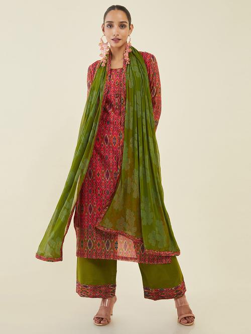 ikat print unstitched suit - 19659084 - Very Small Image - 1