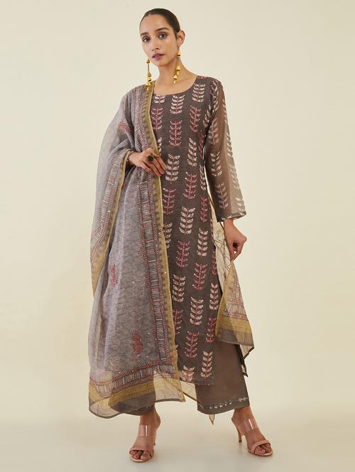 kaantha work printed unstitched suit - 19659100 - Very Small Image - 1