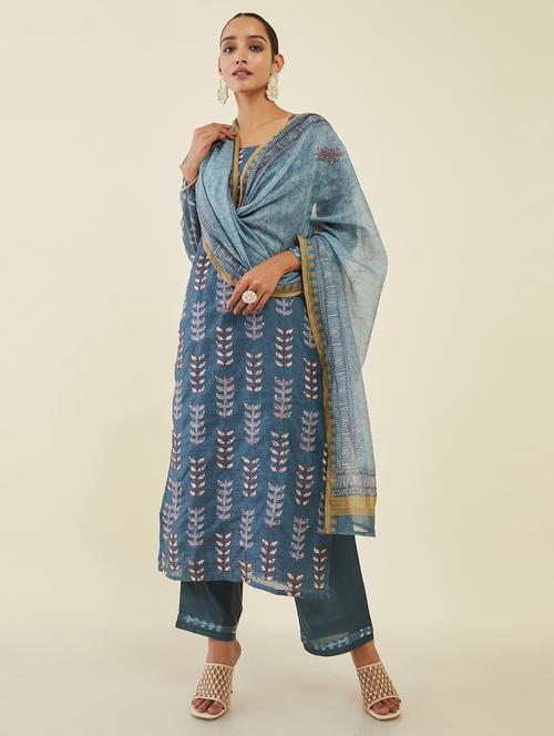kaantha work printed unstitched suit - 19659101 - Very Small Image - 1