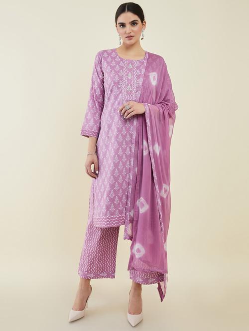 printed unstitched suit - 19659114 - Very Small Image - 1