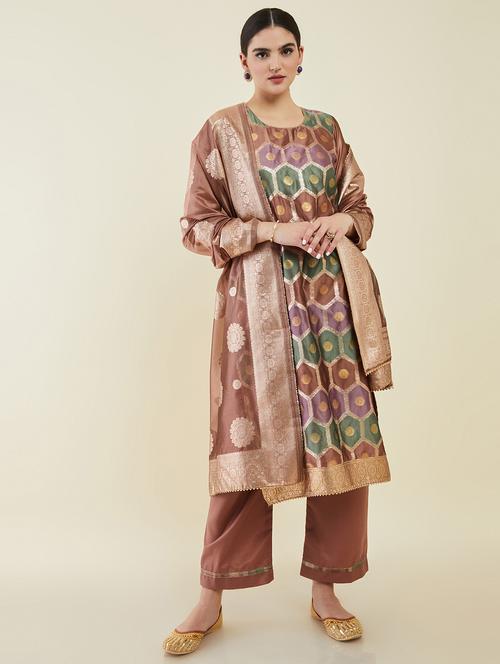 zari work unstitched suit - 19659117 - Very Small Image - 1