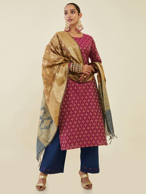 zari work salwar suit unstitched suit - 19659123 - Very Small Image - 1