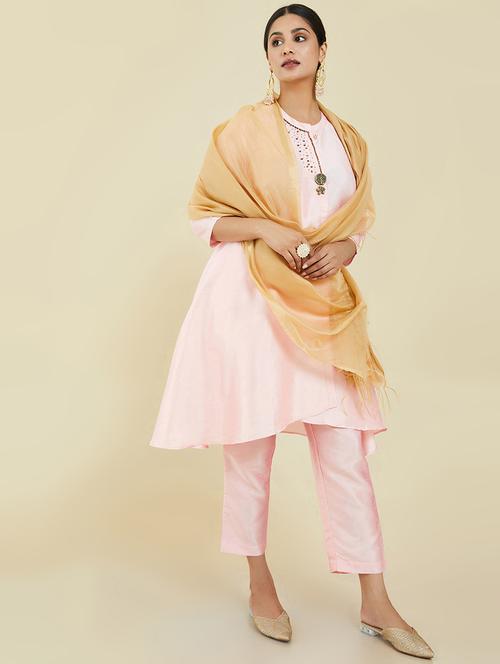 gold silk dupatta - 19659149 - Very Small Image - 1
