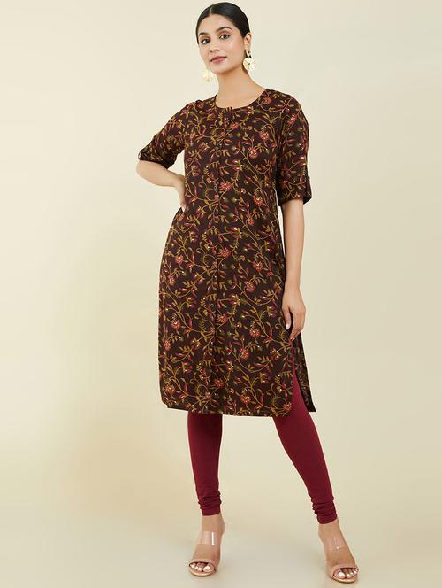 mandarin collar viscose a-line kurta - 19659208 - Very Small Image - 1